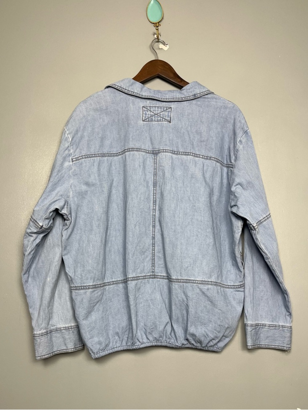 Free People Peyton Denim Pullover Long Sleeve Lightweight Blue Women’s Size L - Picture 2 of 7